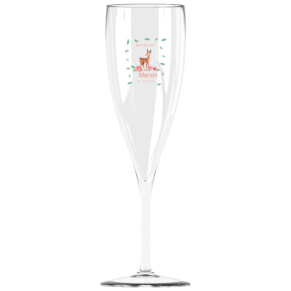 Flûte à champagne personnalisée Effervescence incassable - Baptême Faon