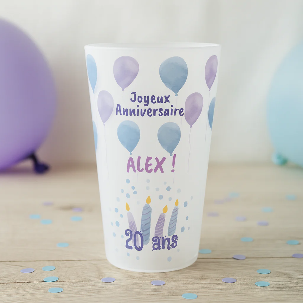 Gobelet personnalisé Anniversaire Ballons & Bougies - Image 2