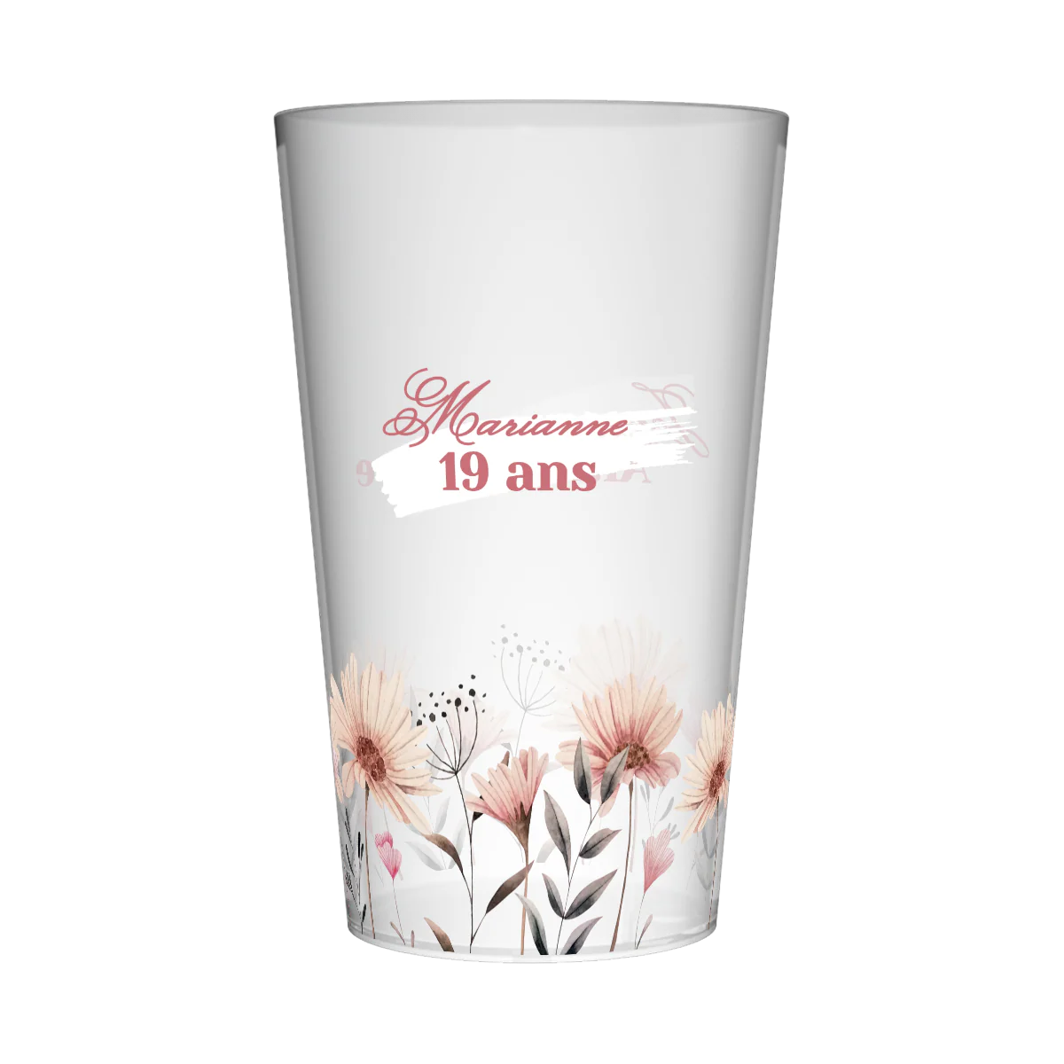Gobelet personnalisé Anniversaire Champ de fleurs