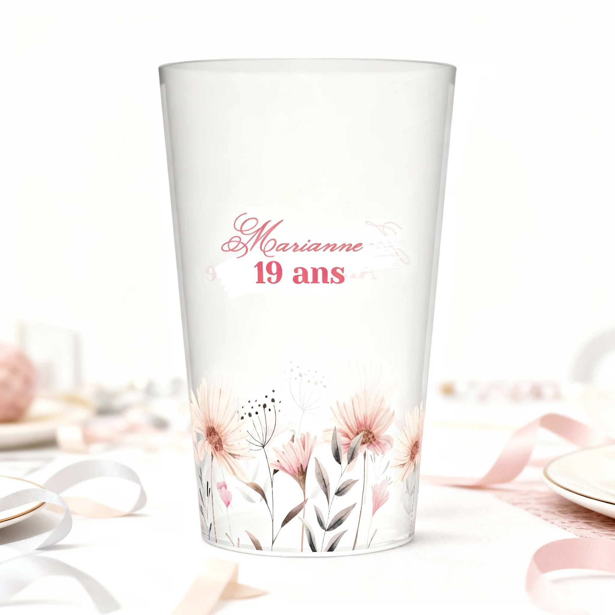 Gobelet personnalisé Anniversaire Champ de fleurs - Image 2