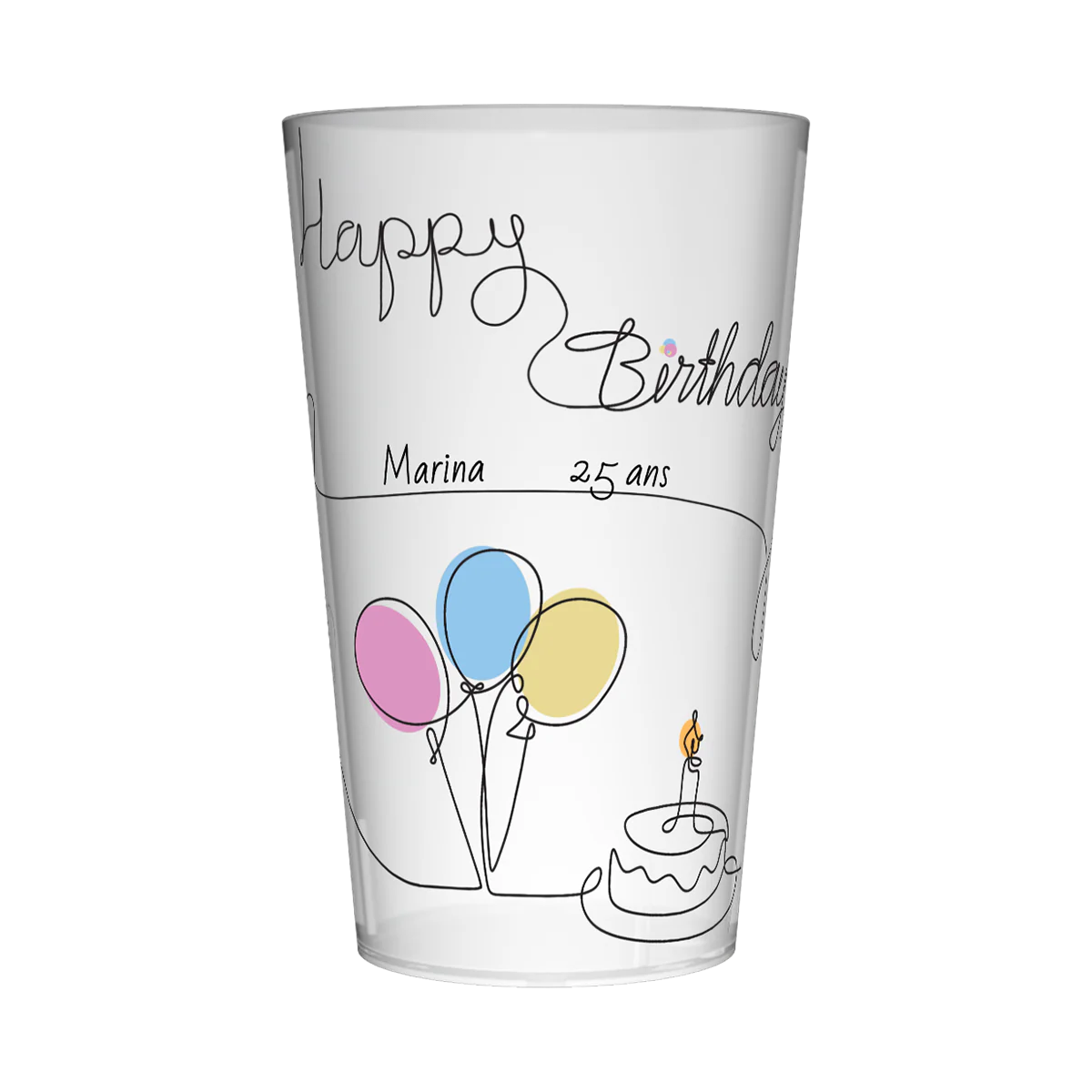 Gobelet personnalisé Anniversaire Gâteau & Ballons