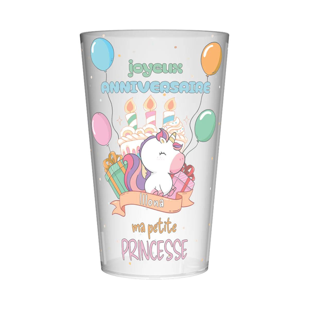 Gobelet personnalisé Anniversaire Licorne Princesse