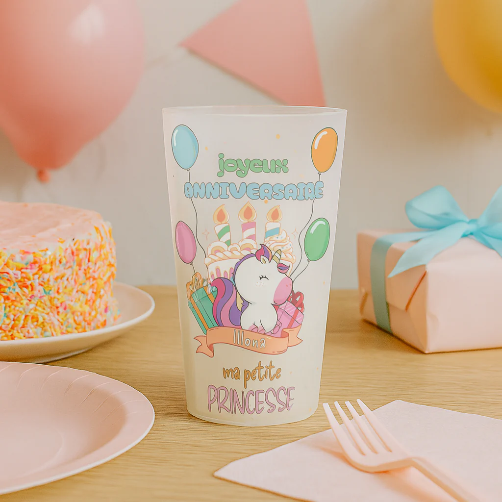 Gobelet personnalisé Anniversaire Licorne Princesse - Image 2