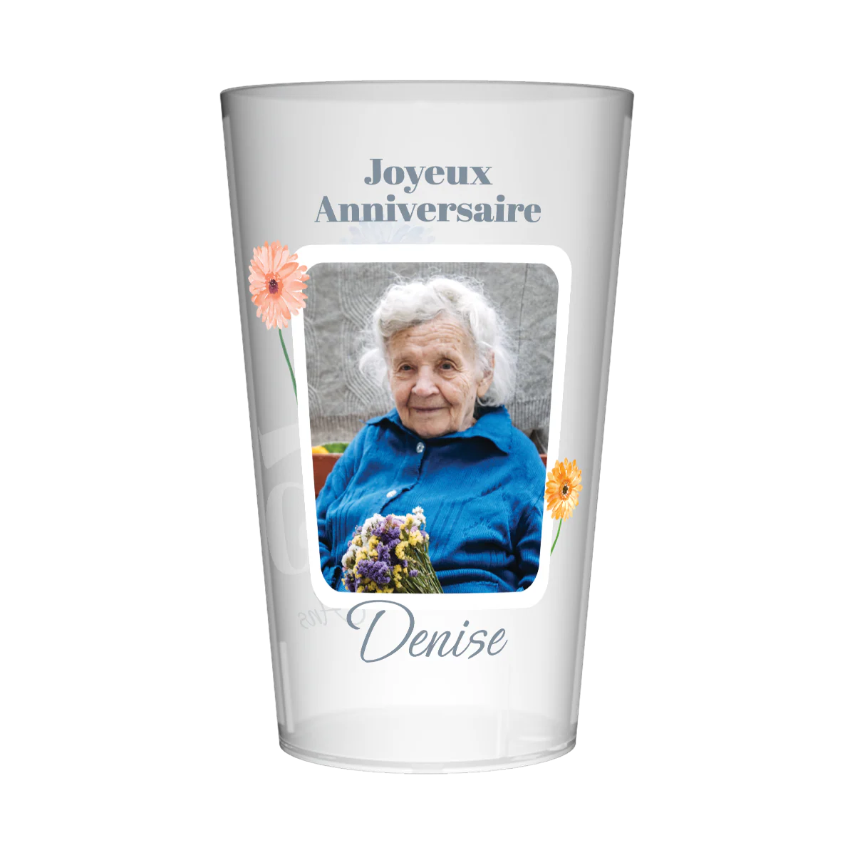 Gobelet personnalisé Anniversaire Marguerite Aquarelle