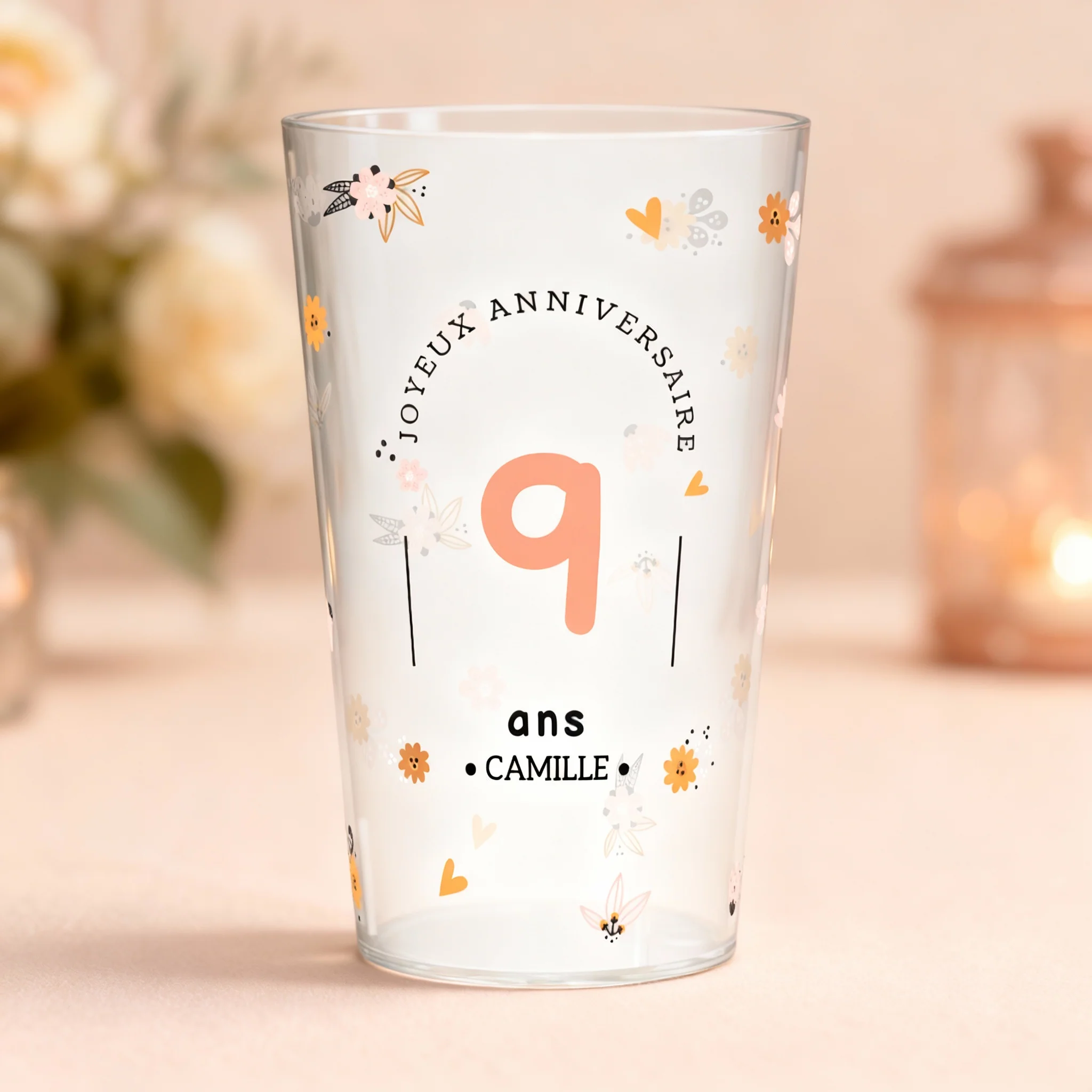Gobelet personnalisé Anniversaire Mignon Fleurs - Image 2