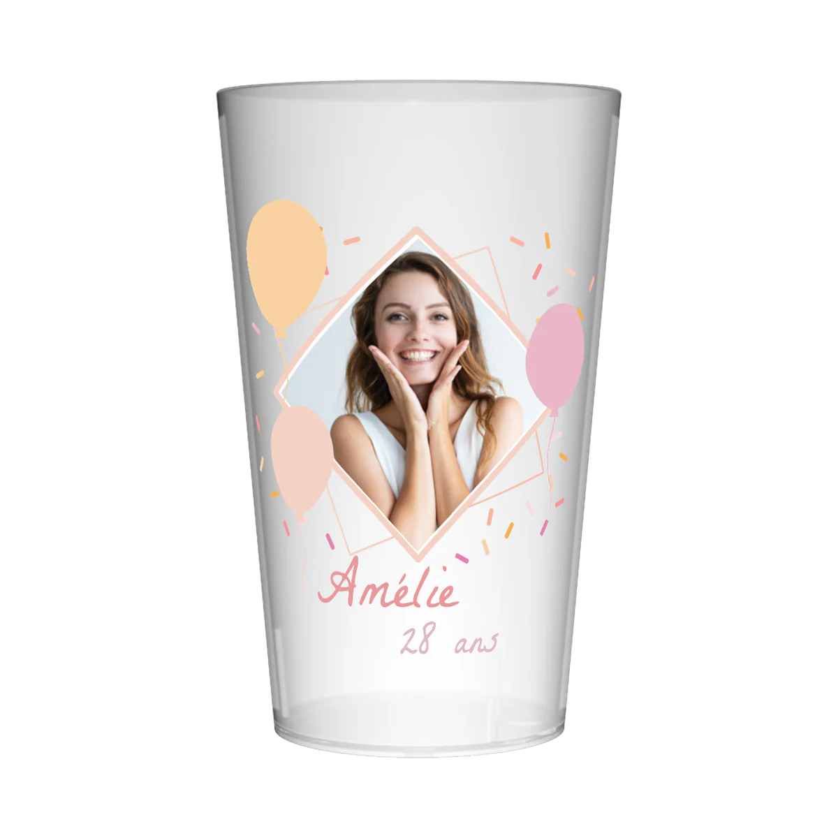 Gobelet personnalisé Anniversaire Rose & Photo