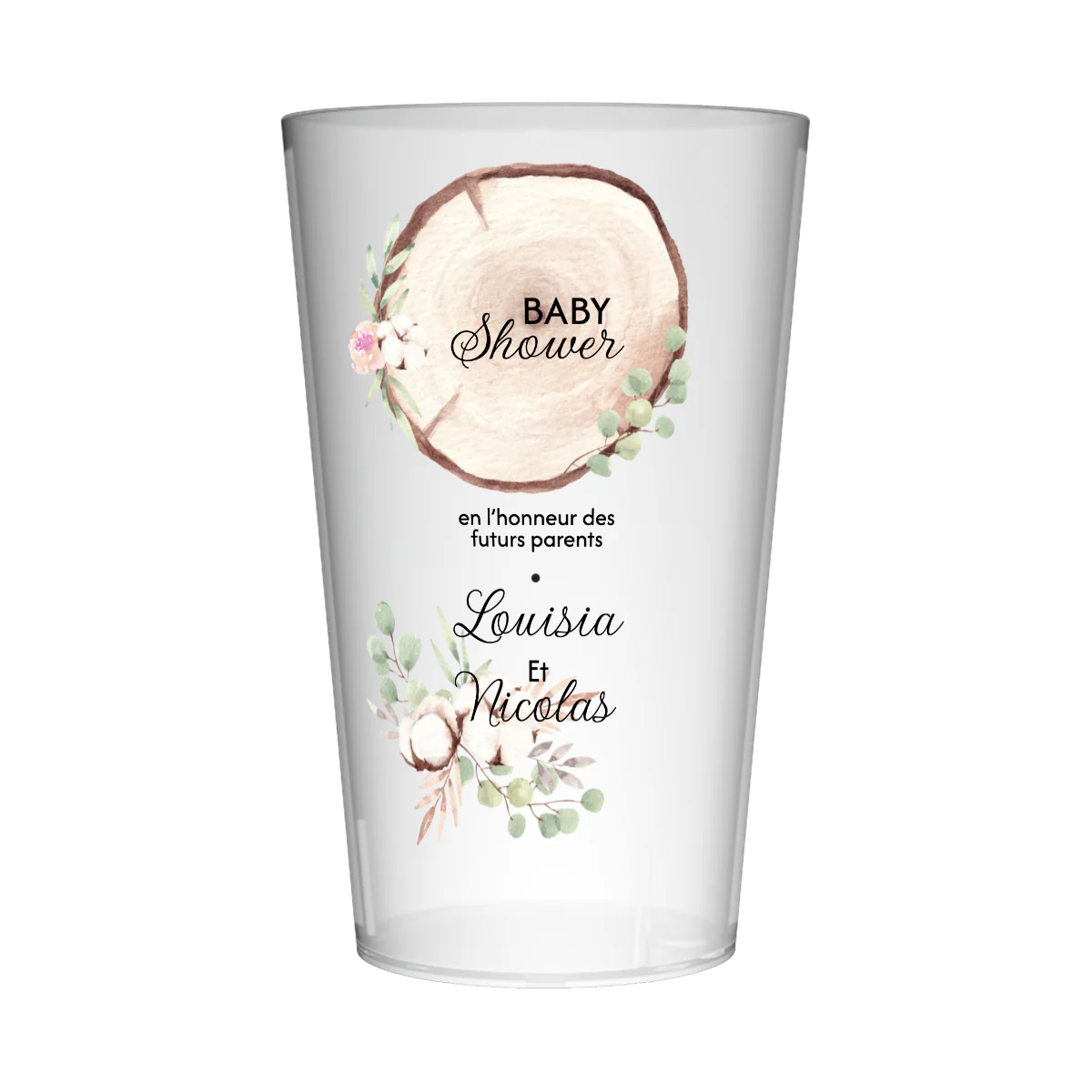 Gobelet personnalisé Baby Shower Bois & Coton
