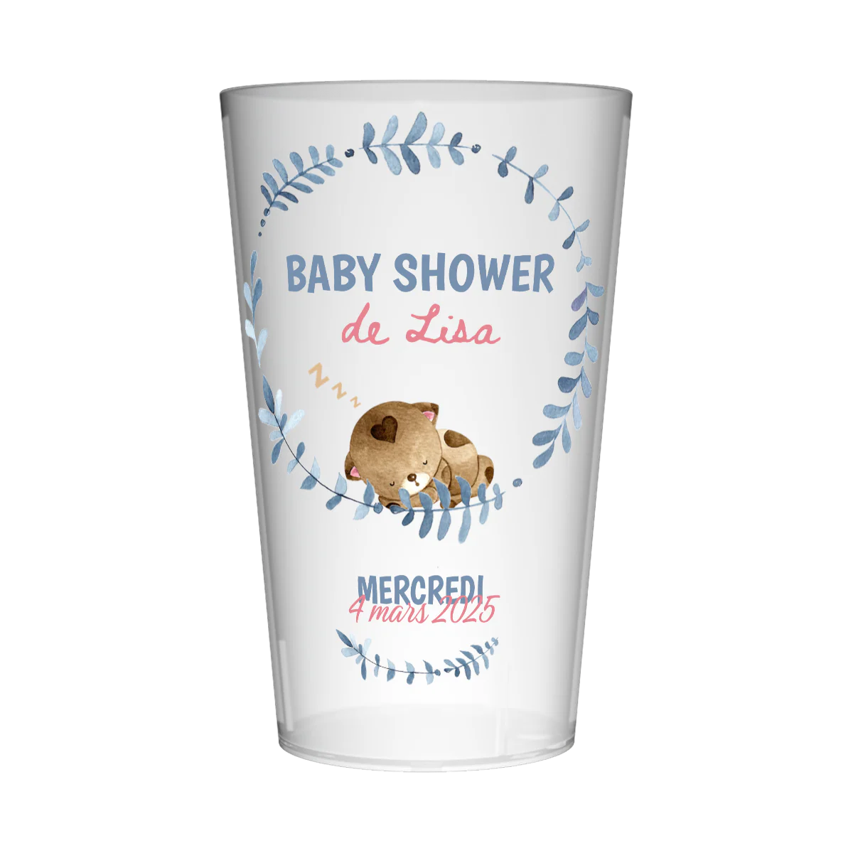 Gobelet personnalisé Baby Shower Couronne Bleue