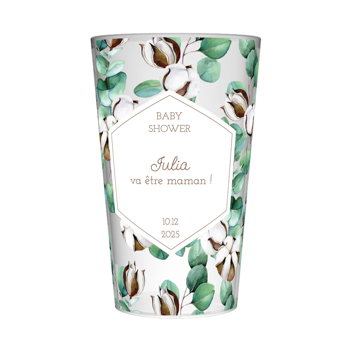 Gobelet personnalisé Baby Shower Fleur de coton