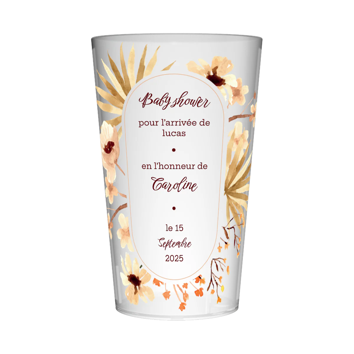 Gobelet personnalisé Baby Shower Fleurs Jaunes