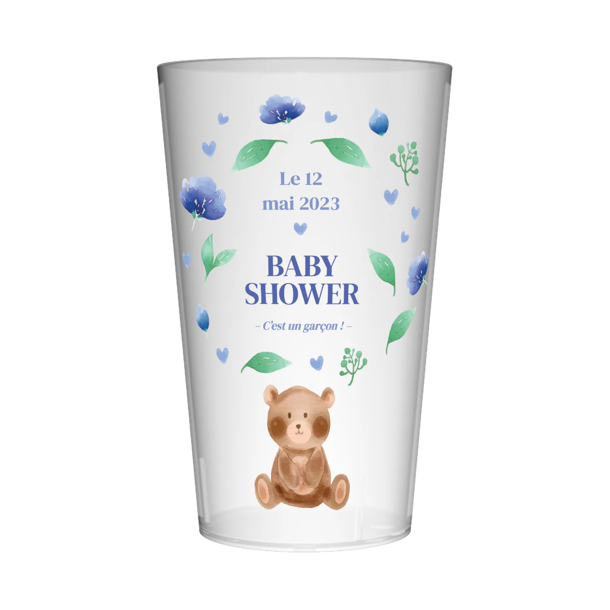 Gobelet personnalisé Baby Shower Nounours Bleu