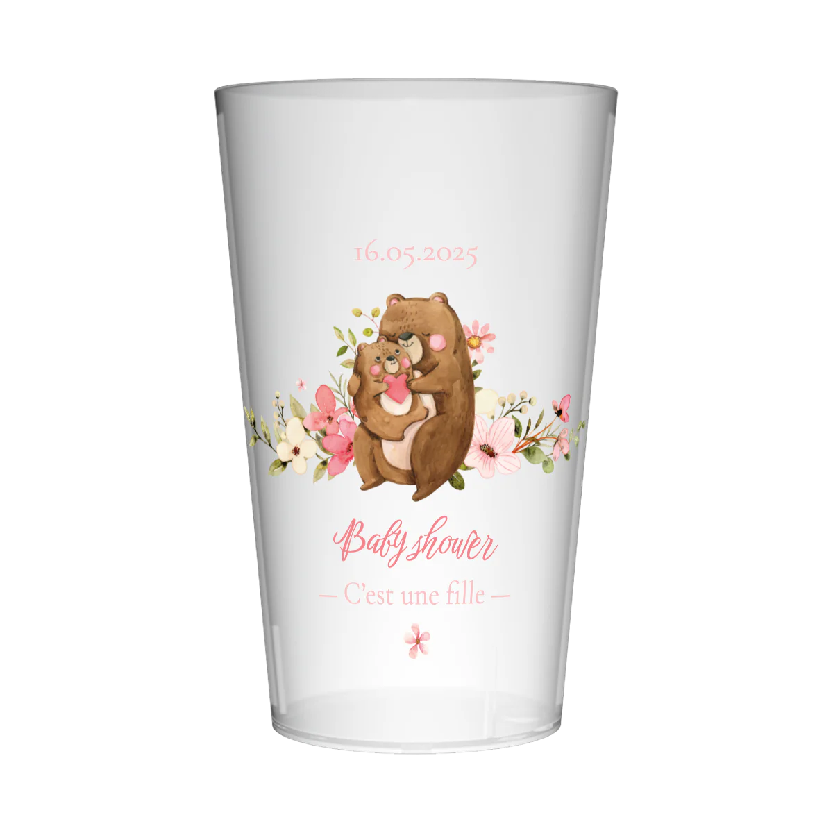 Gobelet personnalisé Baby Shower Nounours Rose
