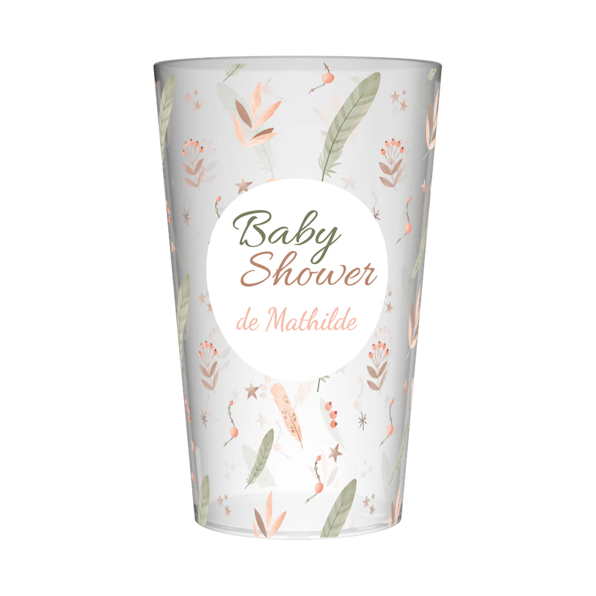 Gobelet personnalisé Baby Shower Plumes Bohème