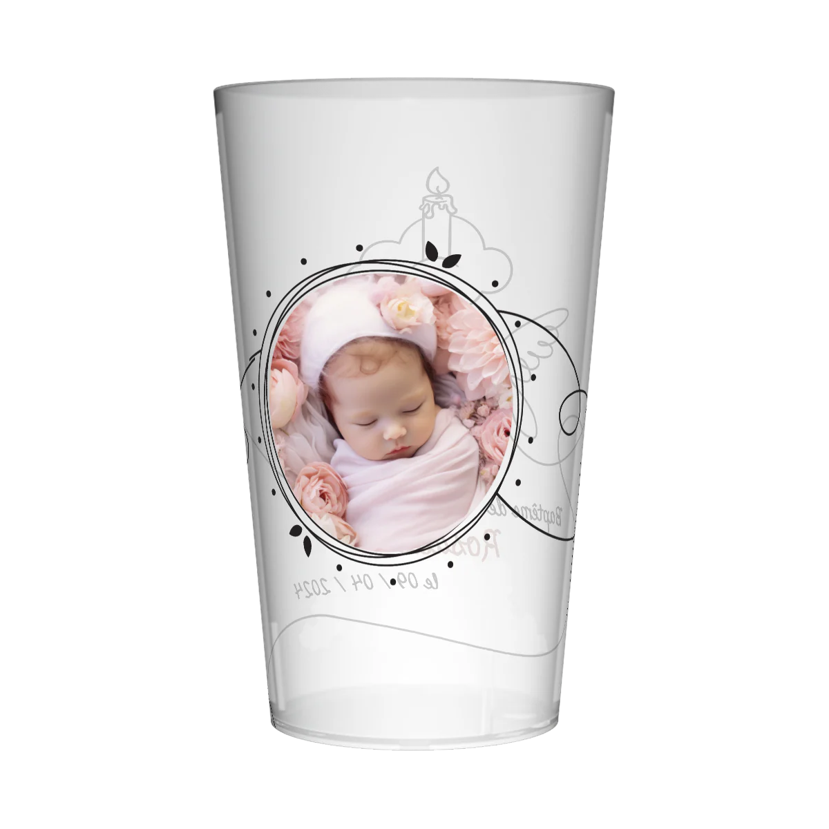 Gobelet personnalisé Baptême Colombe & Bougie