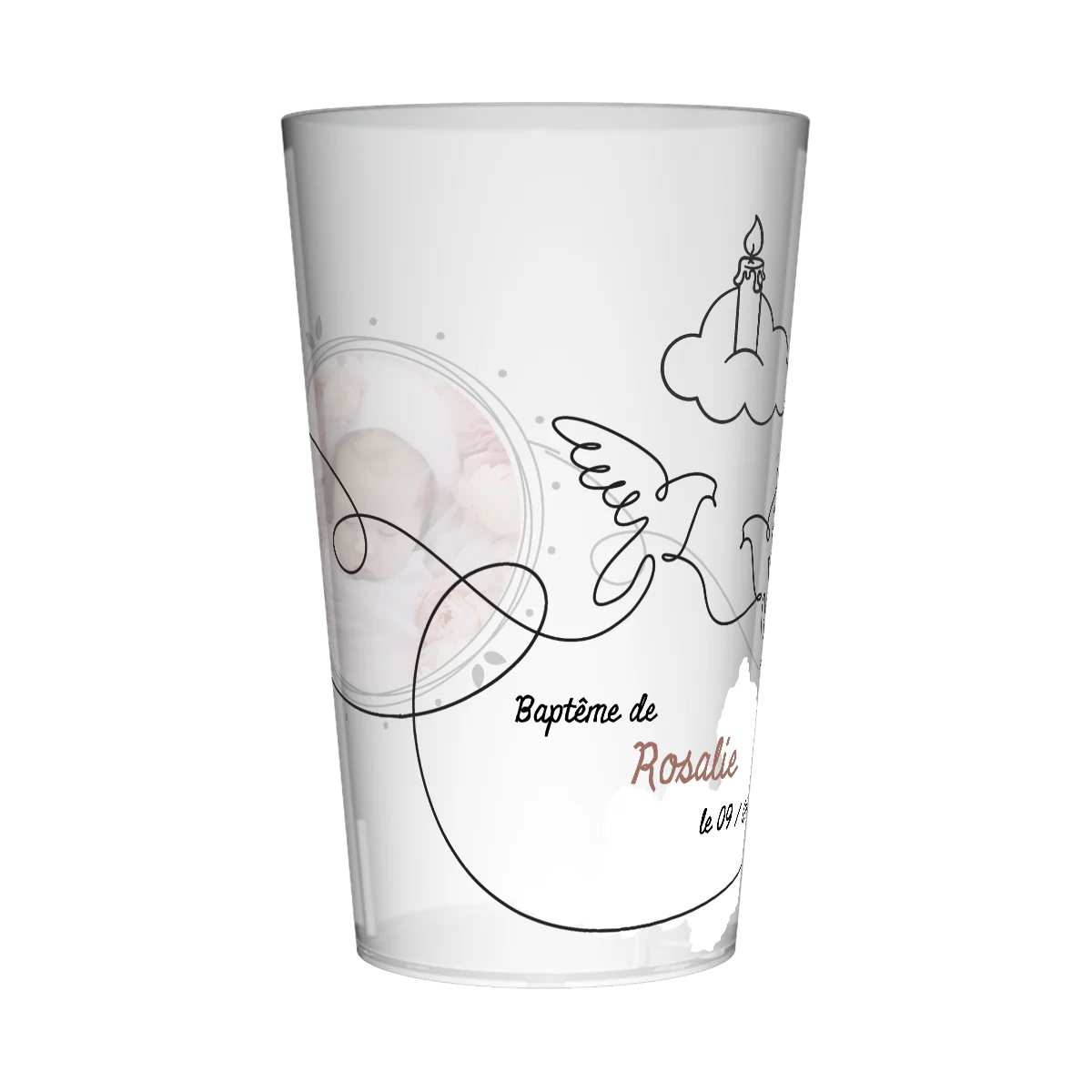 Gobelet personnalisé Baptême Colombe & Bougie - Image 3