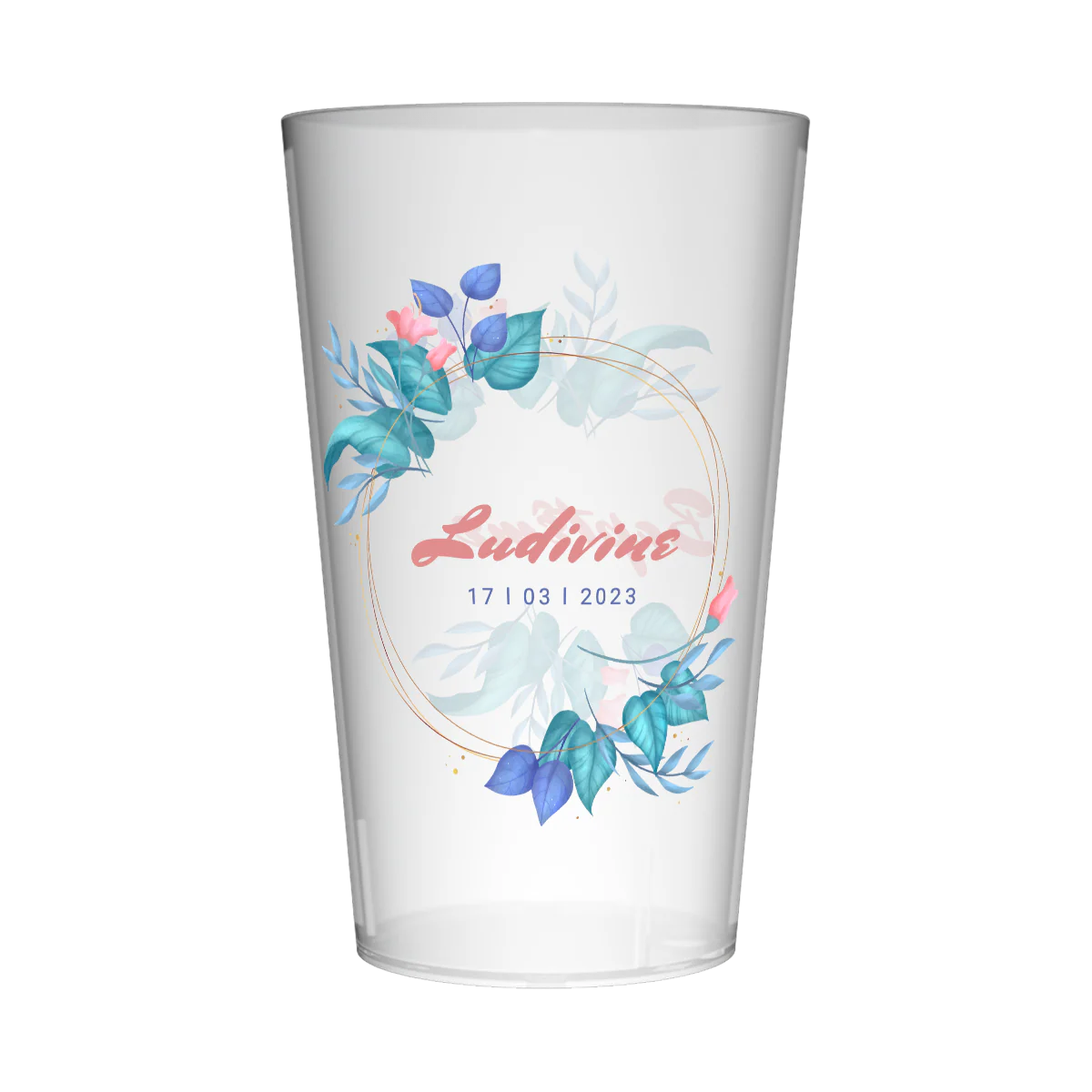 Gobelet personnalisĂ© BaptĂȘme Couronne Fleurs - Image 3