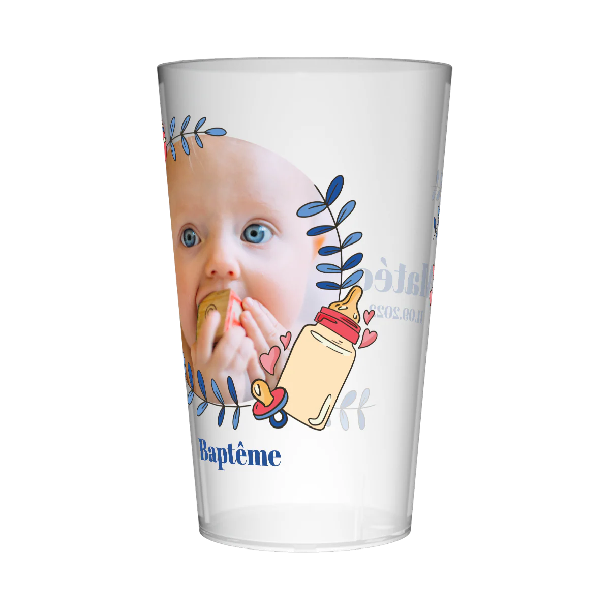 Gobelet personnalisé Baptême Image Bleu - Image 3