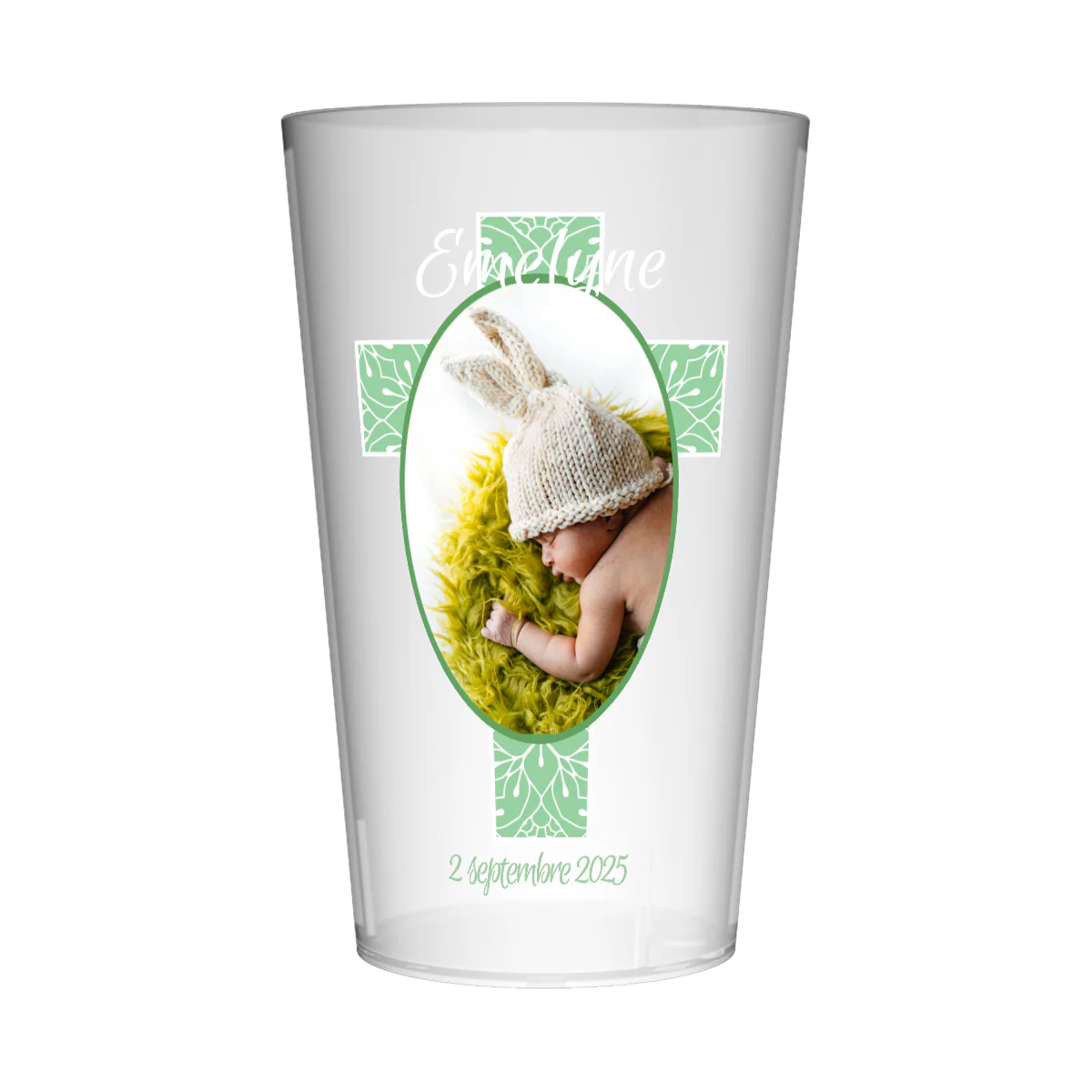 Gobelet personnalisĂ© BaptĂȘme Image Ovale