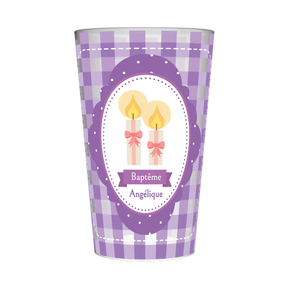 Gobelet personnalisé Baptême Vichy