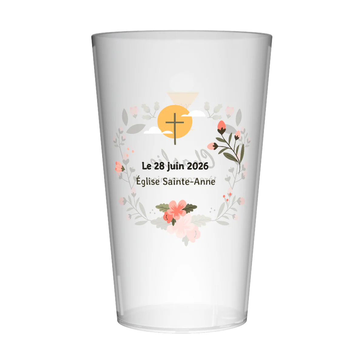 Gobelet personnalisé Communion Calice & Fleurs