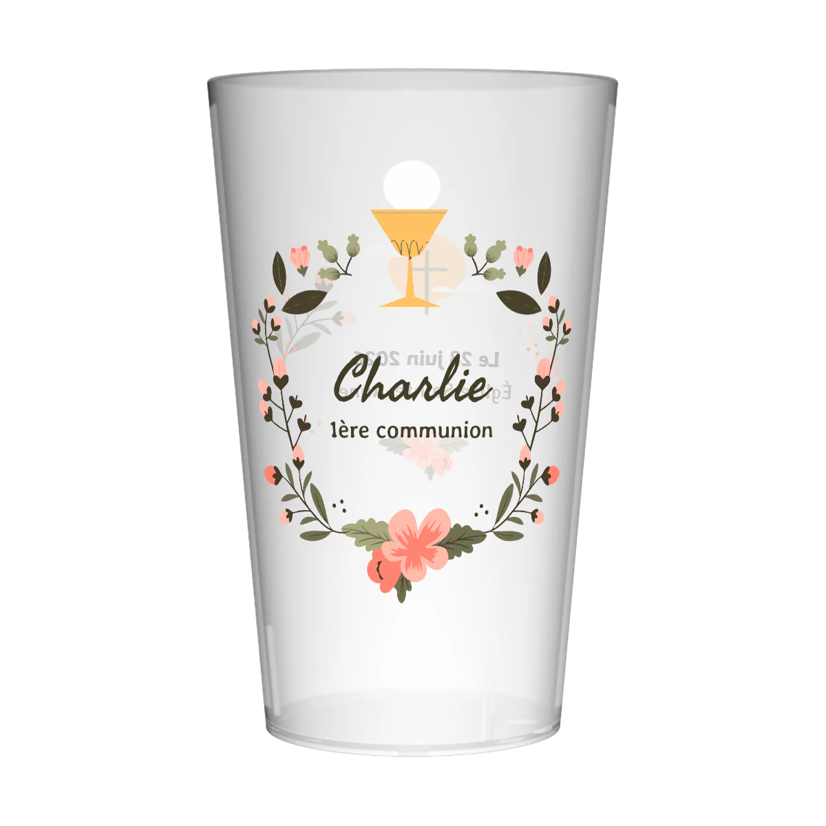 Gobelet personnalisé Communion Calice & Fleurs - Image 3