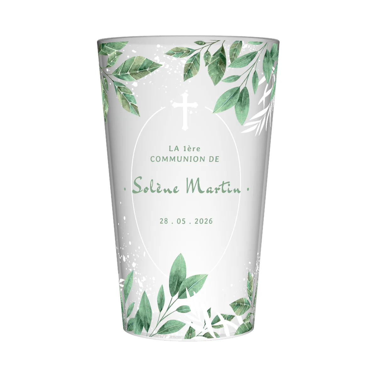 Gobelet personnalisé Communion Feuilles