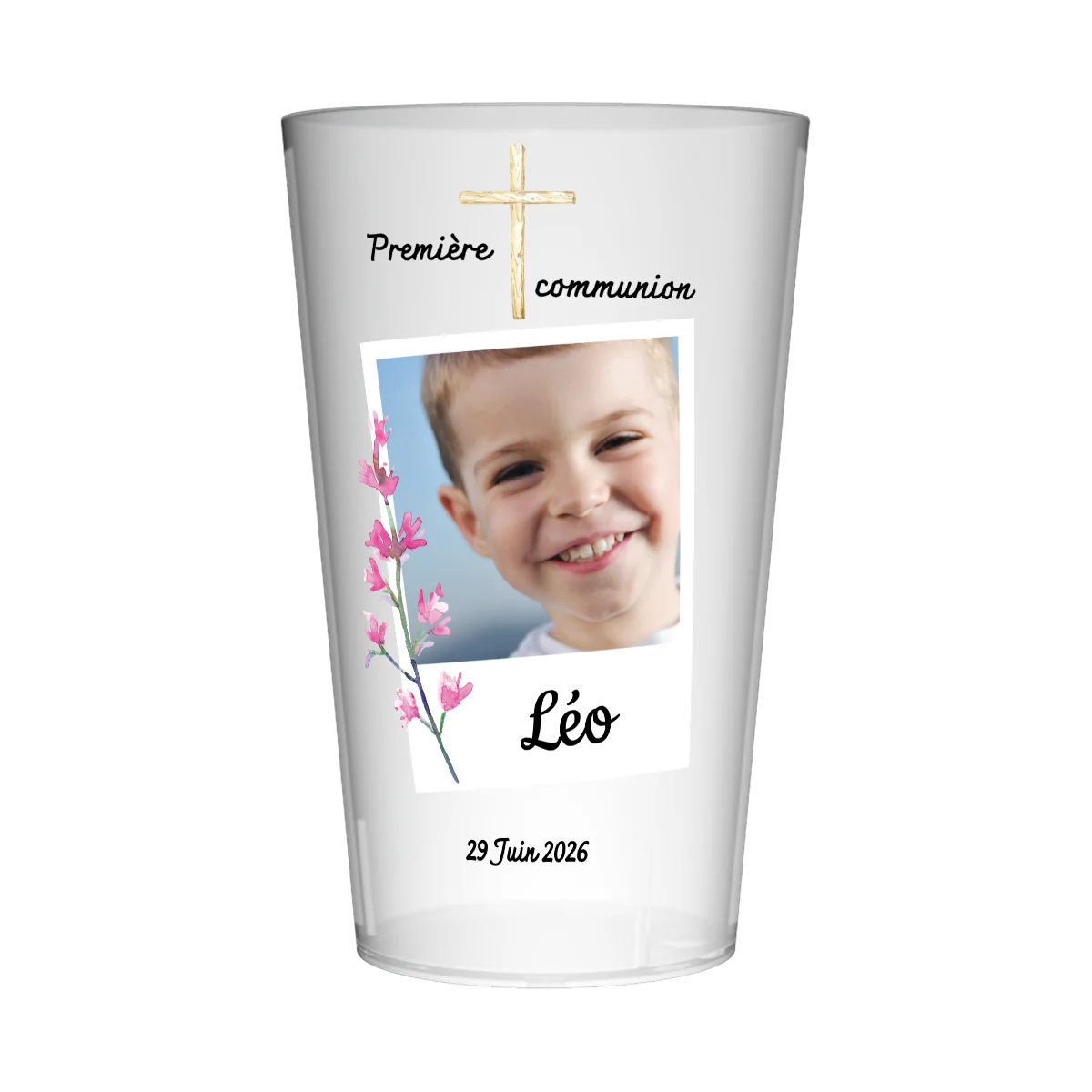 Gobelet personnalisé Communion Image & Fleurs
