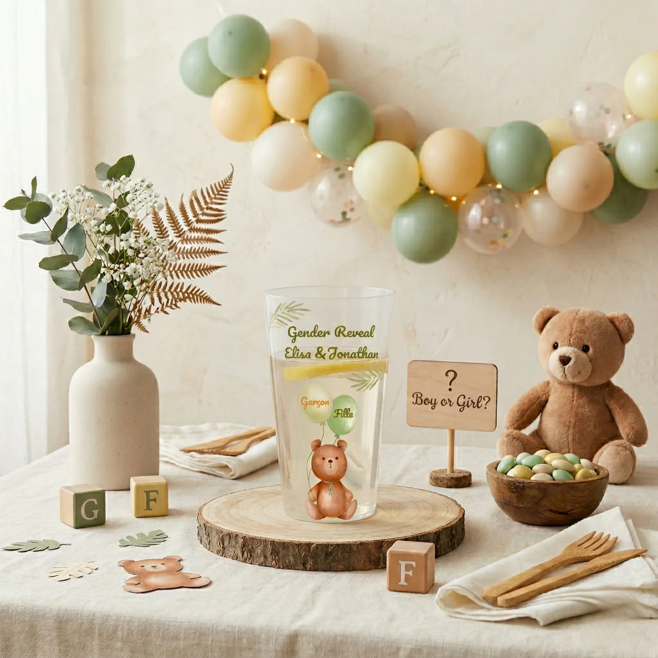 Gobelet personnalisé Gender Reveal Nounours - Image 2