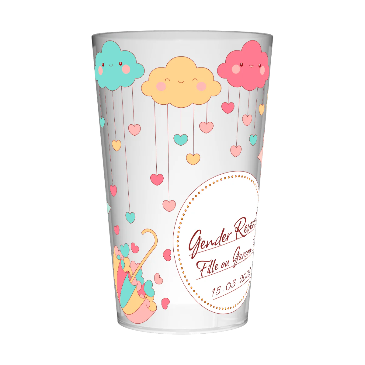 Gobelet personnalisé Gender Reveal Nuages & Etoiles