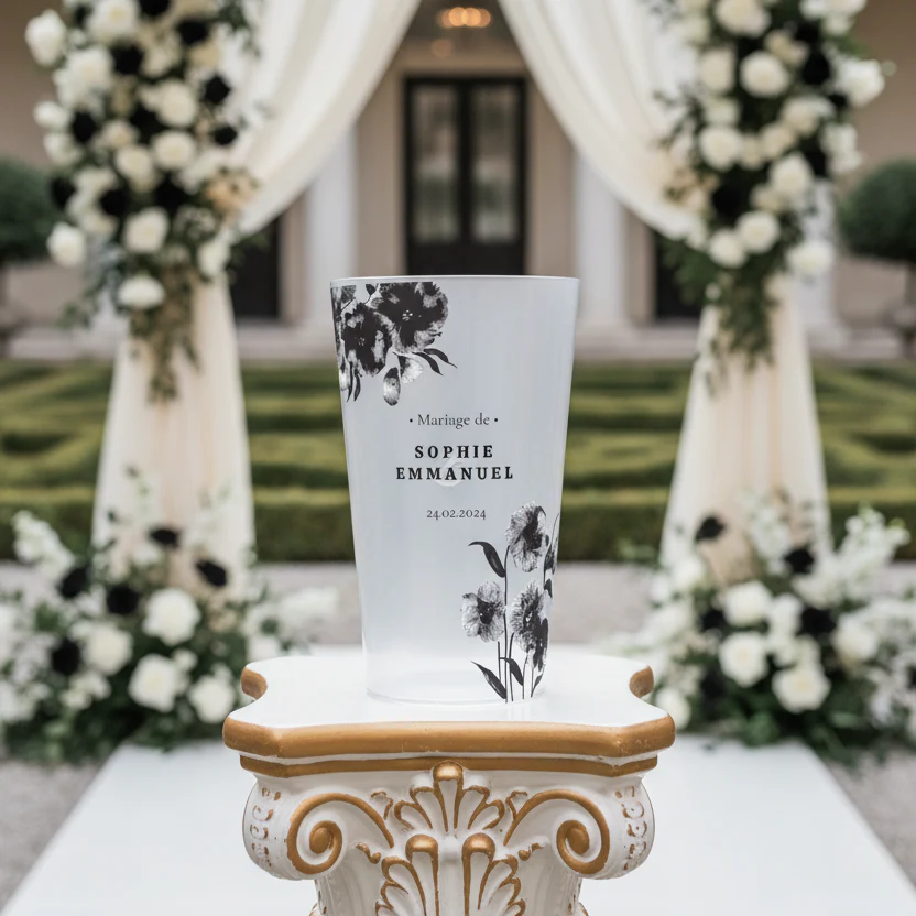 Gobelet personnalisé Mariage Aquarelle Noire - Image 2
