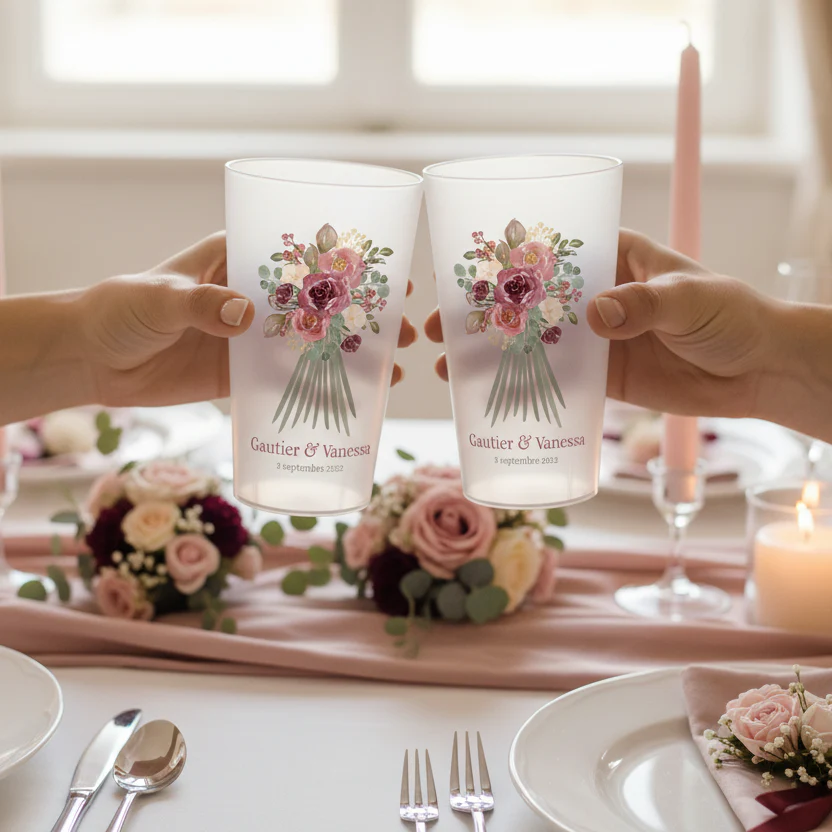Gobelet personnalisé Mariage Bouquet de fleurs - Image 2