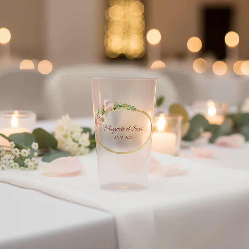 Gobelet personnalisé Mariage Cercle Fleuri - Image 2