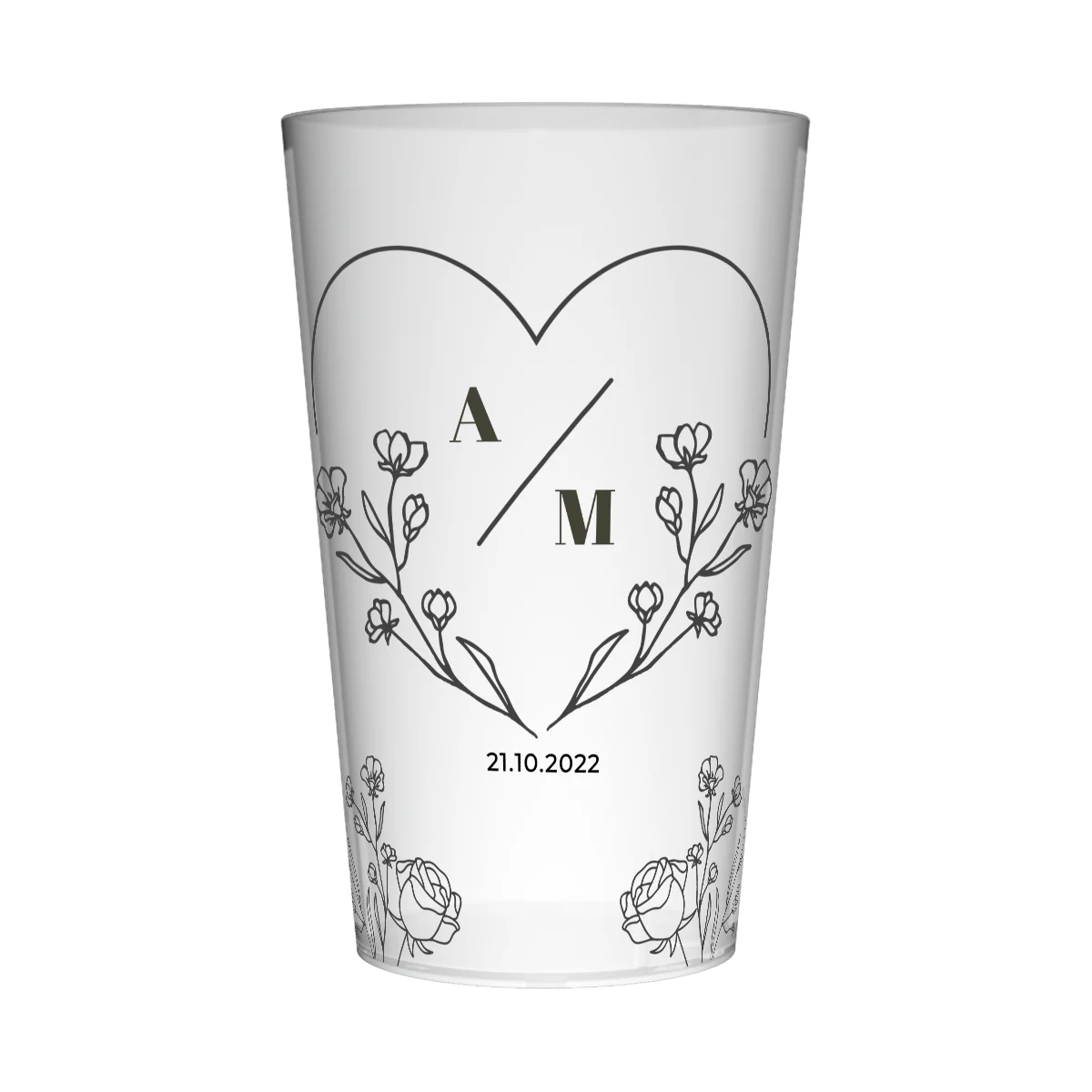 Gobelet personnalisé Mariage Coeur & Fleur