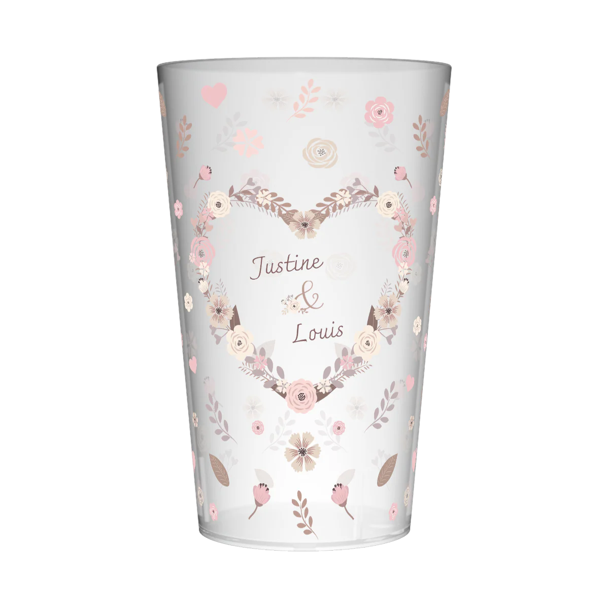 Gobelet personnalisé Mariage Coeur Fleuri