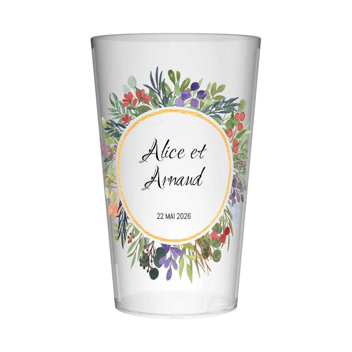 Gobelet personnalisé Mariage Couronne de Feuilles