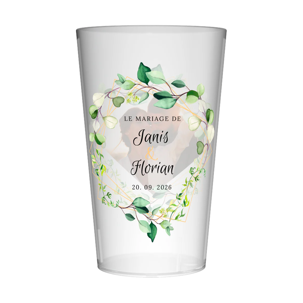 Gobelet personnalisé Mariage Couronne de Feuilles Photo - Image 3
