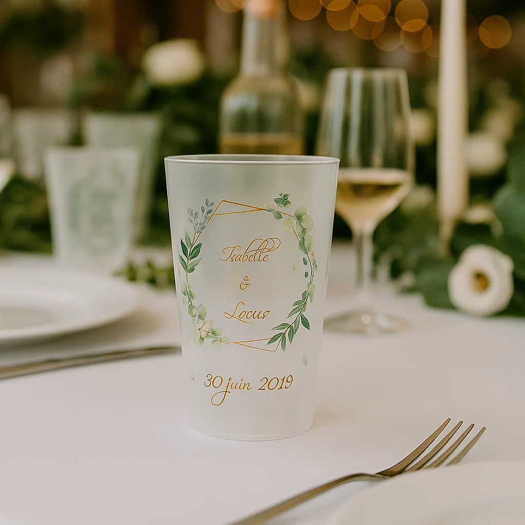 Gobelet personnalisé Mariage Encadrement Vert - Image 2