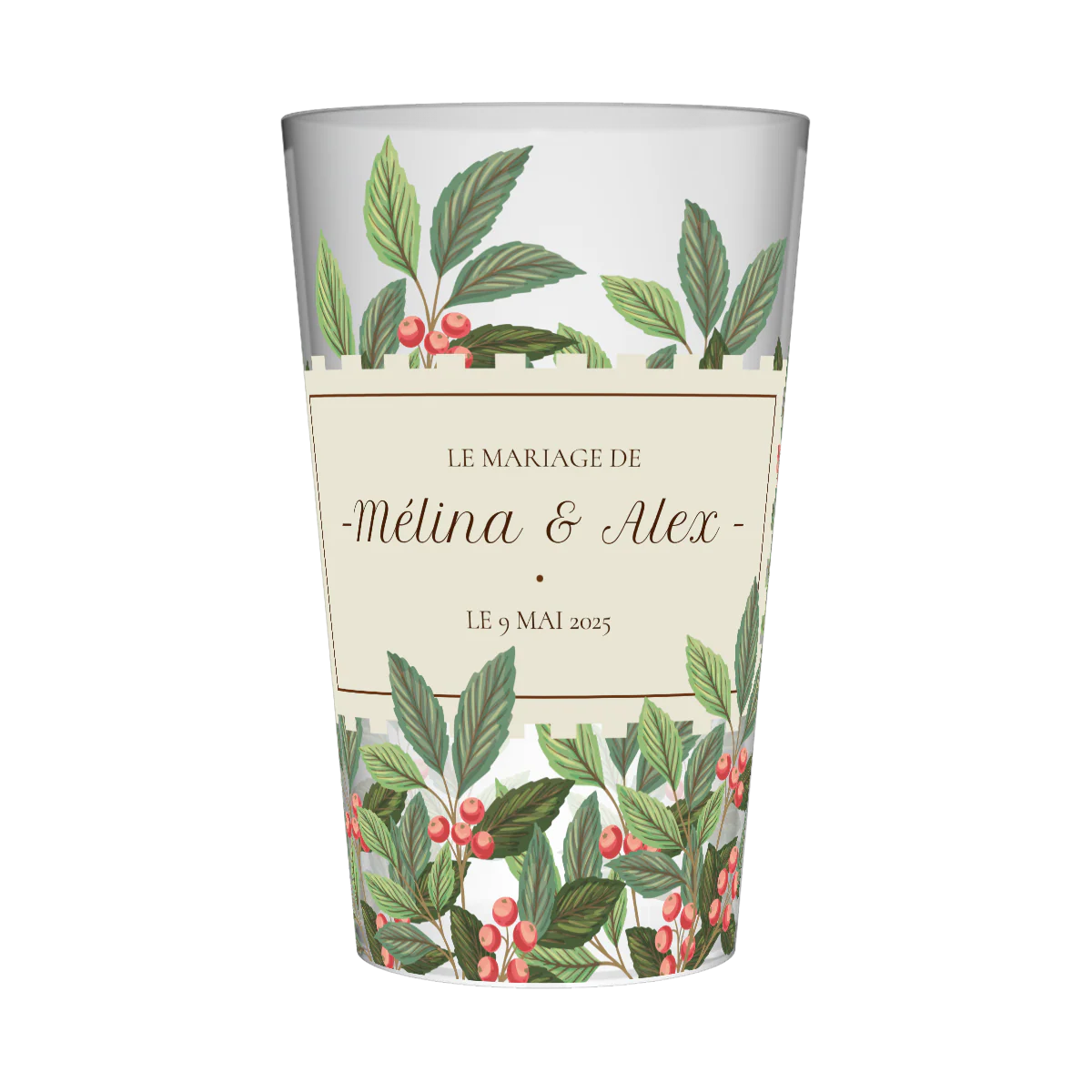 Gobelet personnalisé Mariage Feuilles & Baies