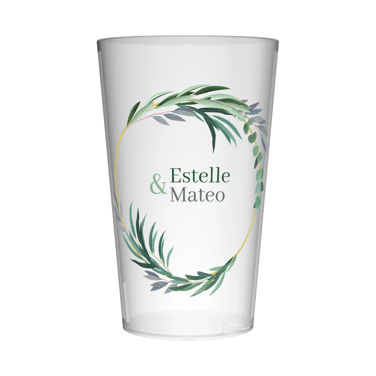 Gobelet personnalisé Mariage Feuilles & Coeur