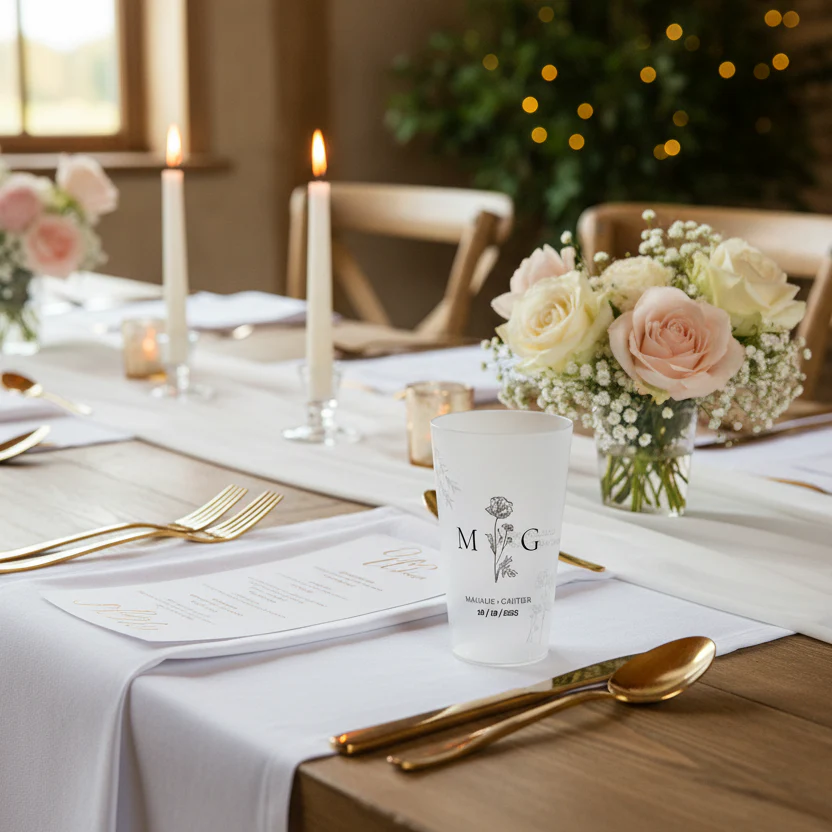 Gobelet personnalisé Mariage Fleur Graphique - Image 2