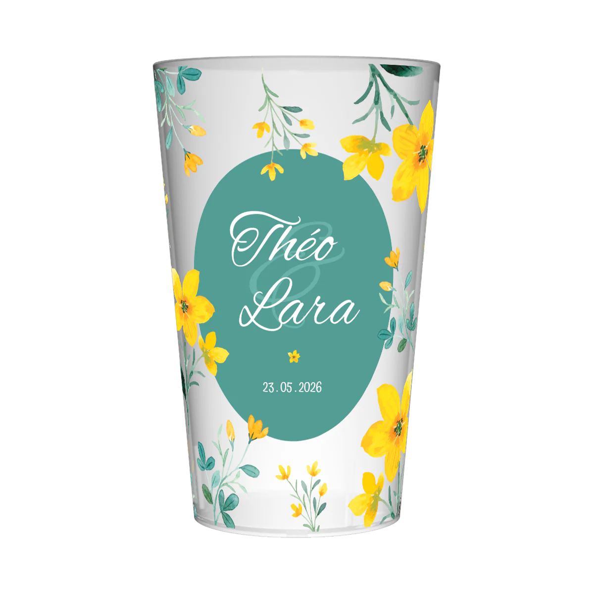 Gobelet personnalisé Mariage Fleur Jaune