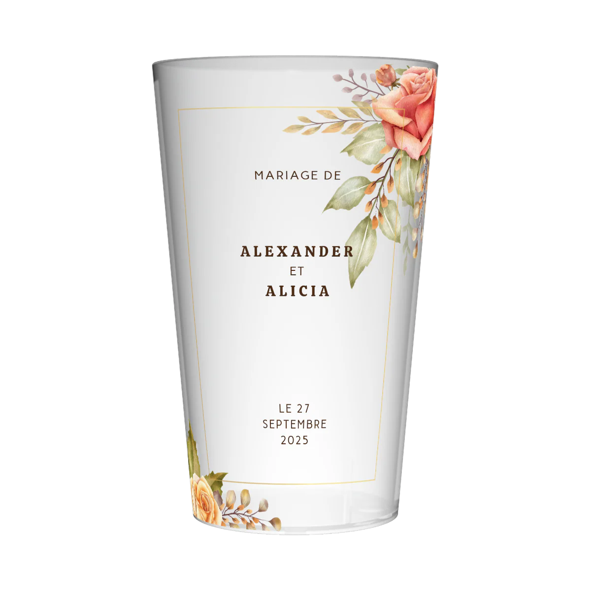 Gobelet personnalisé Mariage Fleuri