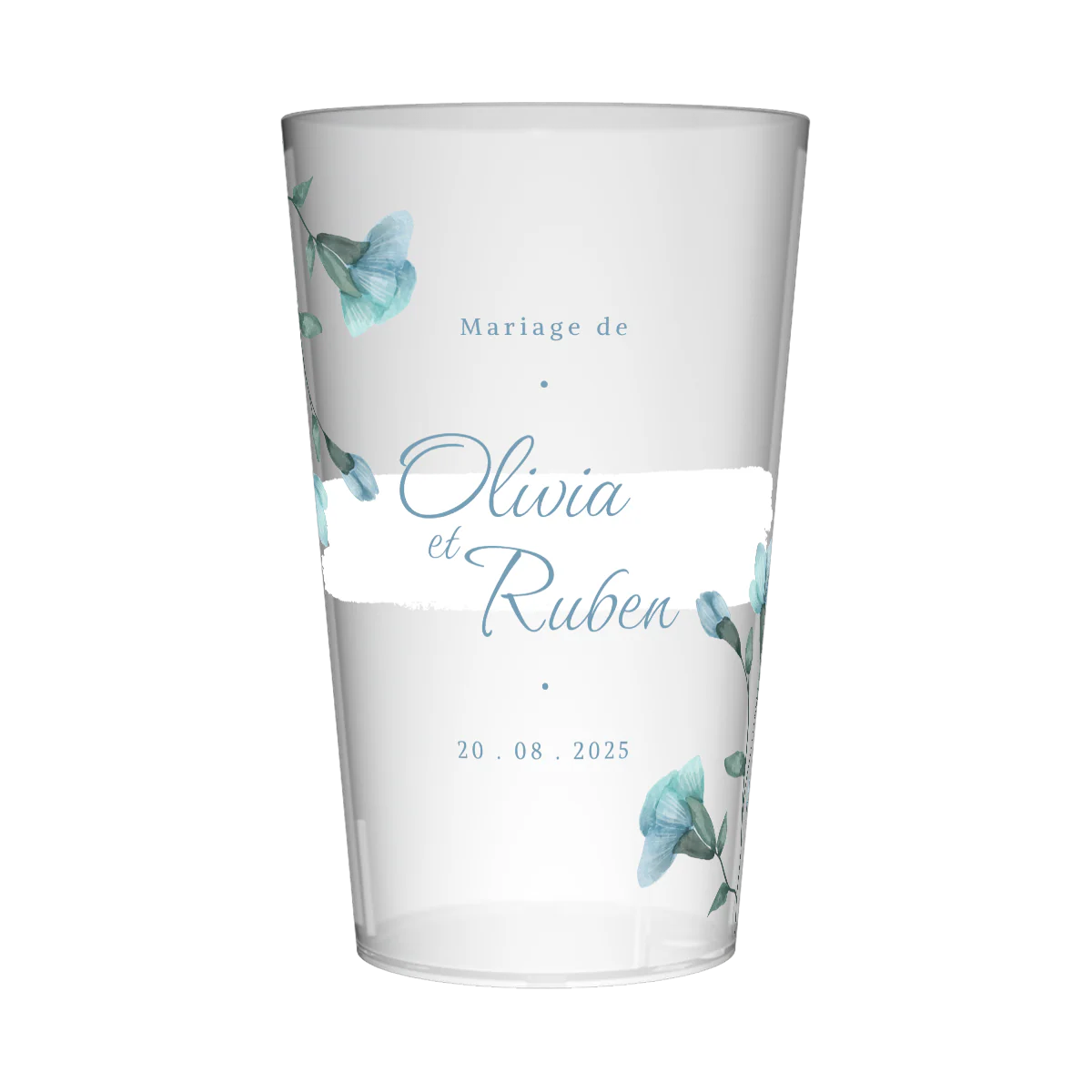 Gobelet personnalisé Mariage Fleurs Bleues