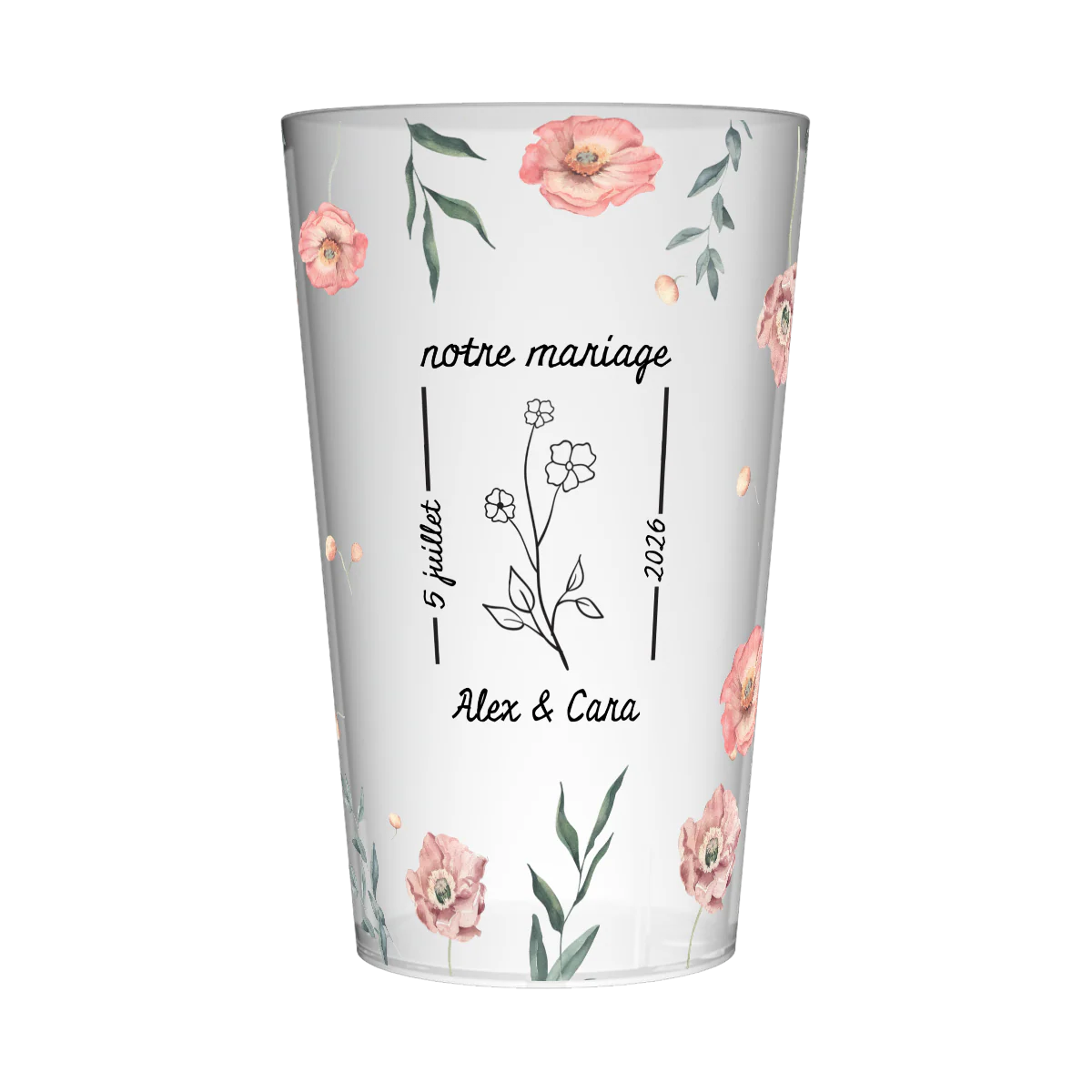 Gobelet personnalisé Mariage Fleurs Champêtre