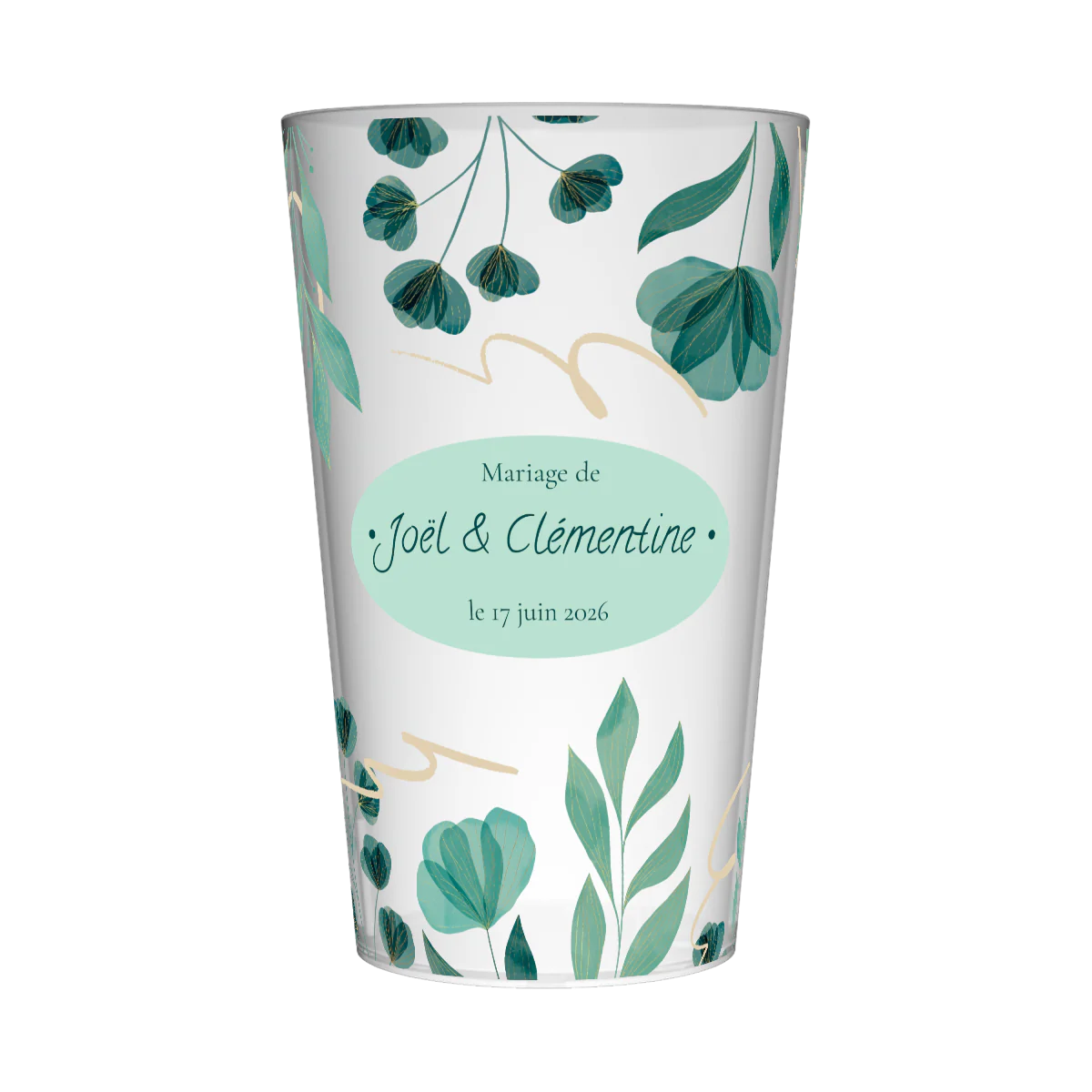 Gobelet personnalisé Mariage Fleurs Vertes