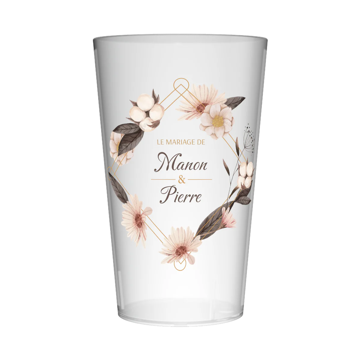 Gobelet personnalisé Mariage Losange de Fleurs