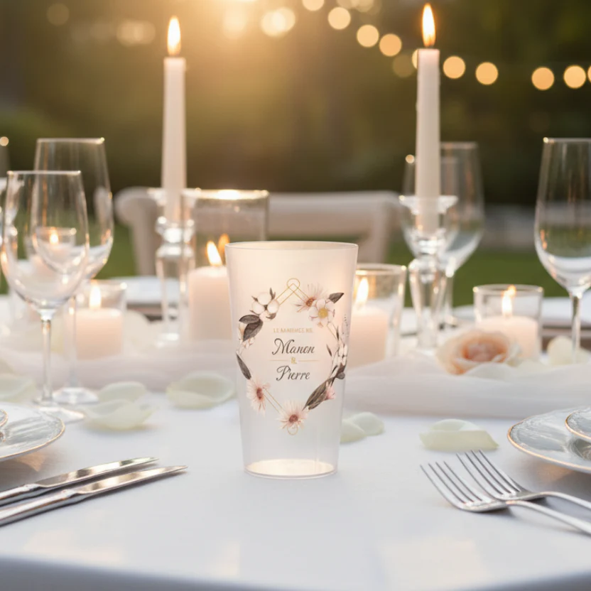Gobelet personnalisé Mariage Losange de Fleurs - Image 2