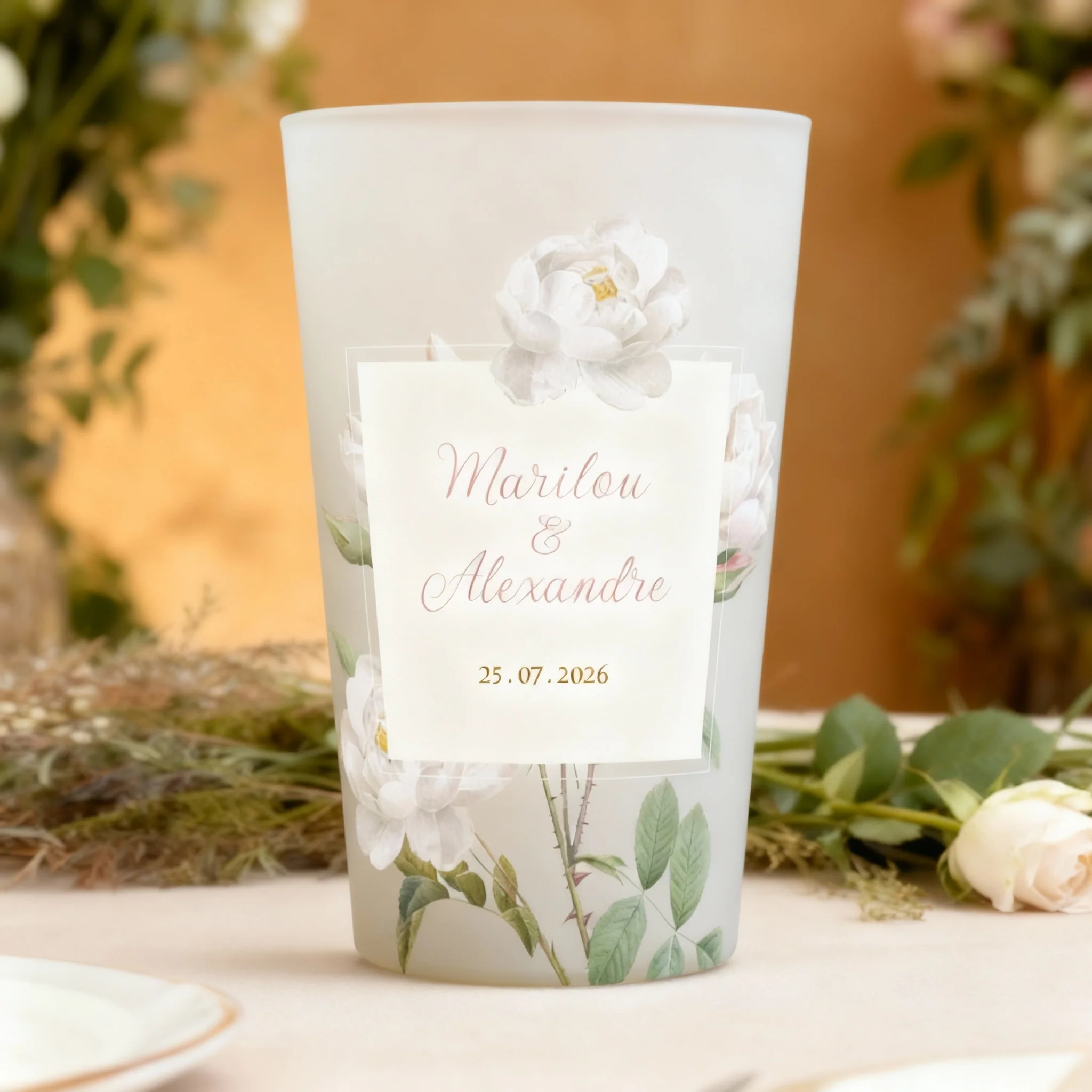 Gobelet personnalisé Mariage Pivoine Blanche - Image 2