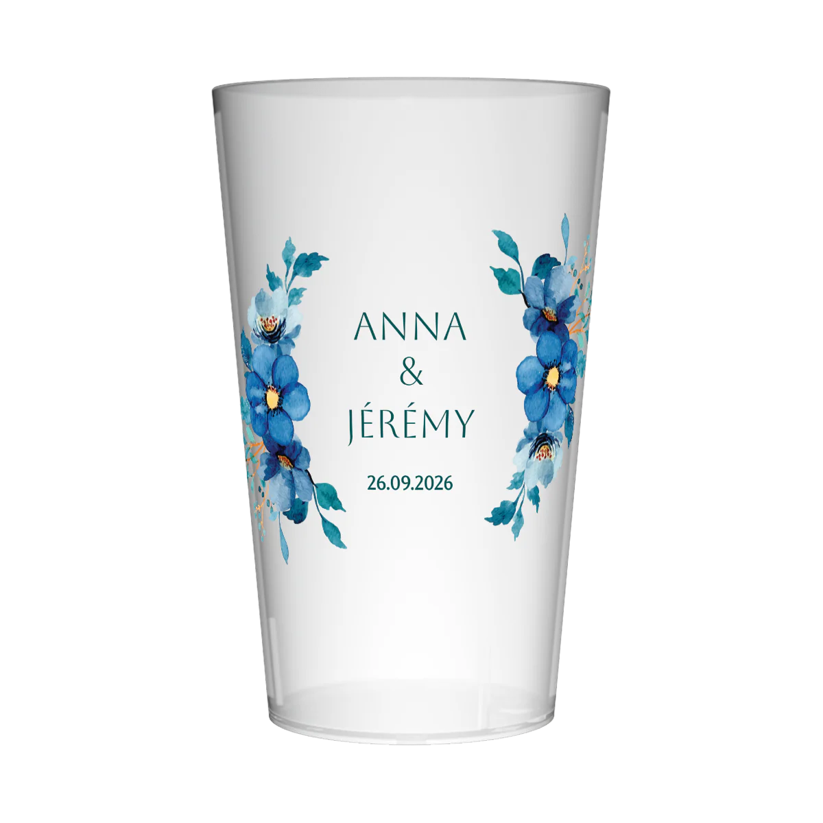 Gobelet personnalisé Mariage Plantes Bleues