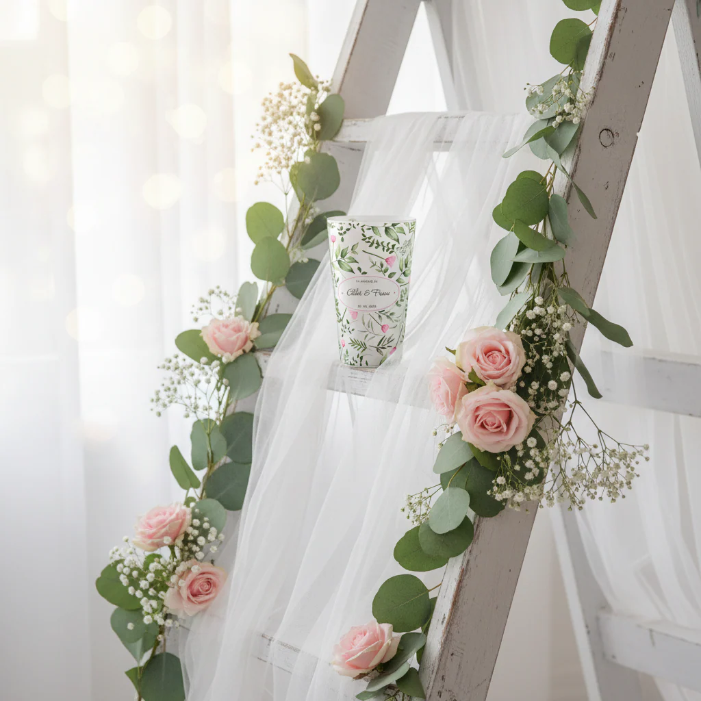 Gobelet personnalisé Mariage Roses & Feuilles - Image 2